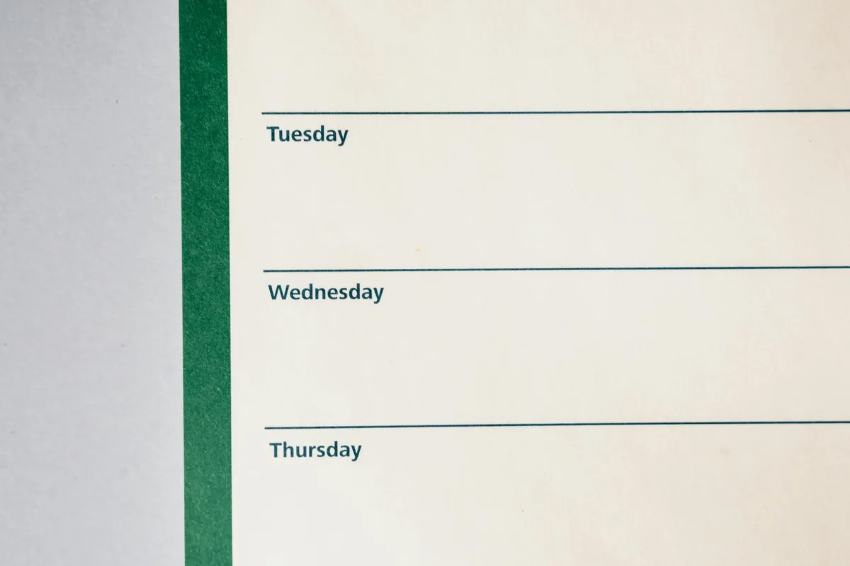 A weekly schedule grid showing different home occupancy patterns Monday through Sunday.